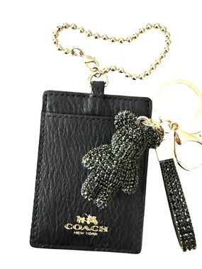 COACH ID Holder w/Rhinestone Bear Keychain/Bag Charm - NWOT